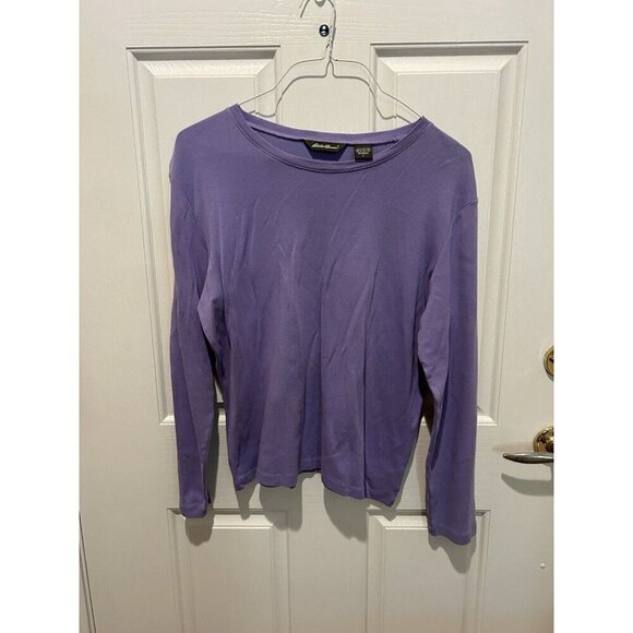 2 Eddie Bauer Tops long sleeve Crew Neck Tee Black and Lavender Both size Large - Picture 6 of 9